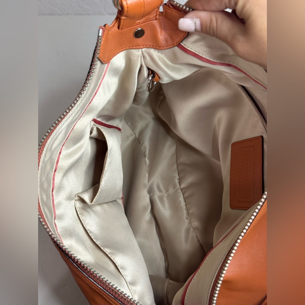 Coach Burnt Orange Leather Shoulder Bag Hobo Style Purse #13655 - Picture 13 of 13